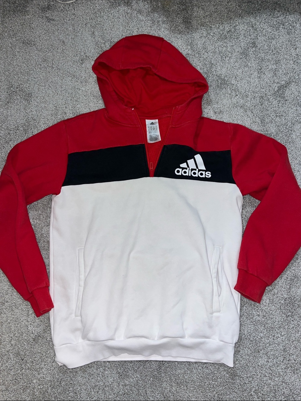 Adidas 1/4 zipper 3 color fleece Hooded Hoodie Sweatshirt S